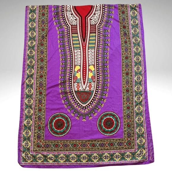 Sante Classics Kaftan One Size Maxi Cover Up Pullover Tribal Paisley Housedress - Picture 4 of 10